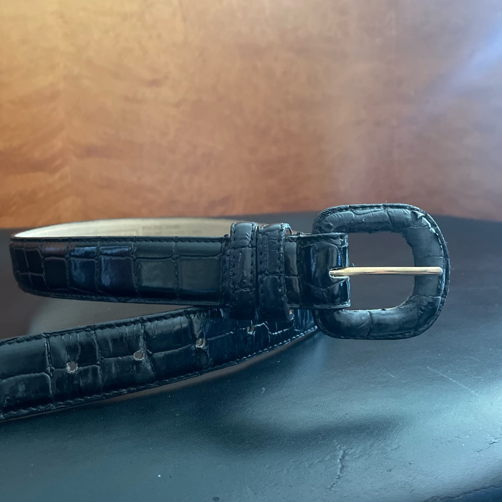 Perry Ellis Black Crocodile Leather Belt